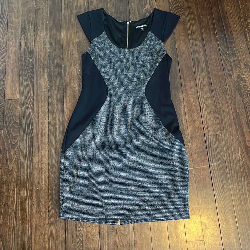 Gray and black dress